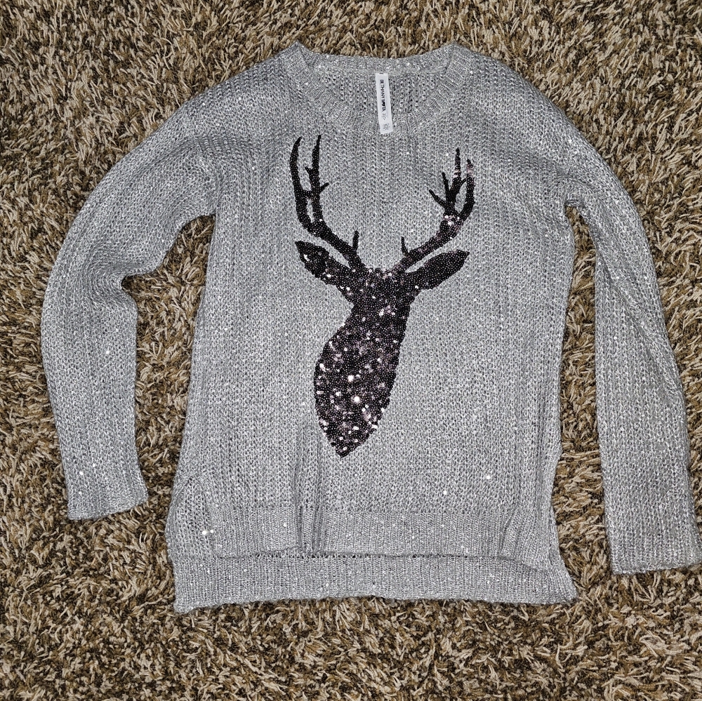 Bethany Mota sparkle sweater with sequin deer,  size M